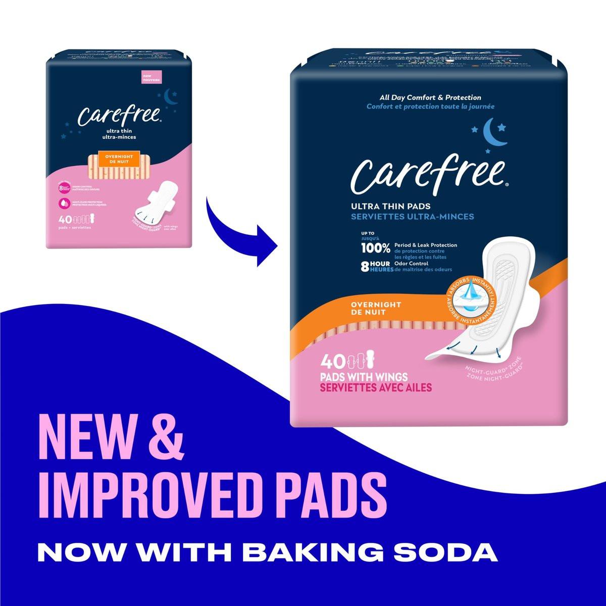 Carefree Ultra Thin Damenbinden für die Nacht mit Flügeln | 40 Stück | Femininpflege & Wochenschutz