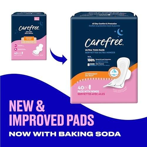 Carefree Ultra Thin Damenbinden für die Nacht mit Flügeln | 40 Stück | Femininpflege & Wochenschutz