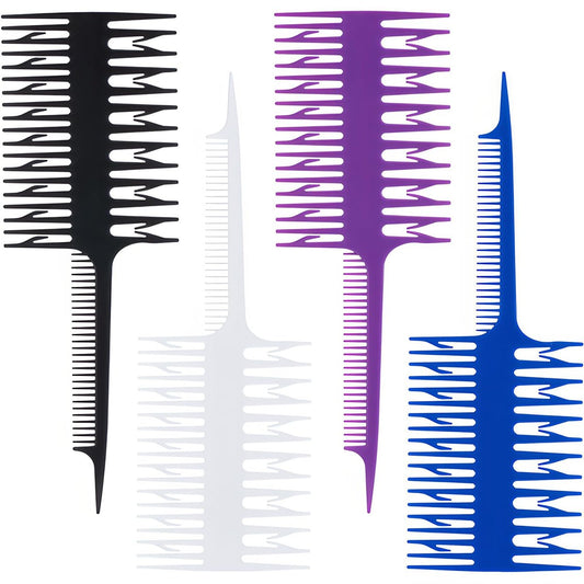 4er-Set Doppelseitige Fischförmige Haarfärbekämme für Balayage, Strähnchen und Teasing – Leicht, Antistatisch, Für den Salon- und Heimgebrauch