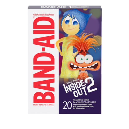 Band-Aid Marke Pflaster mit Disney Pixar Inside Out Motiven – Wundversorgung für Kinder, bunte Pflaster, verschiedene Größen, 20 Stück