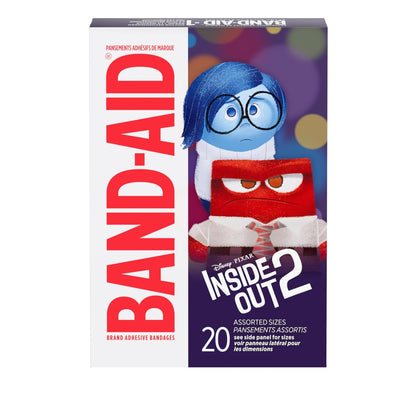 Band-Aid Marke Pflaster mit Disney Pixar Inside Out Motiven – Wundversorgung für Kinder, bunte Pflaster, verschiedene Größen, 20 Stück