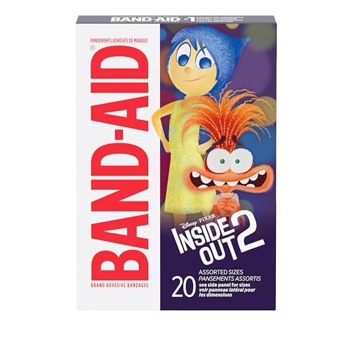 Band-Aid Marke Pflaster mit Disney Pixar Inside Out Motiven – Wundversorgung für Kinder, bunte Pflaster, verschiedene Größen, 20 Stück