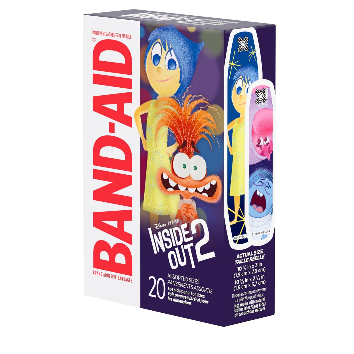 Band-Aid Marke Pflaster mit Disney Pixar Inside Out Motiven – Wundversorgung für Kinder, bunte Pflaster, verschiedene Größen, 20 Stück