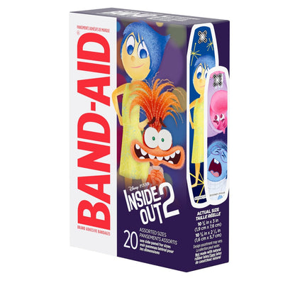 Band-Aid Marke Pflaster mit Disney Pixar Inside Out Motiven – Wundversorgung für Kinder, bunte Pflaster, verschiedene Größen, 20 Stück
