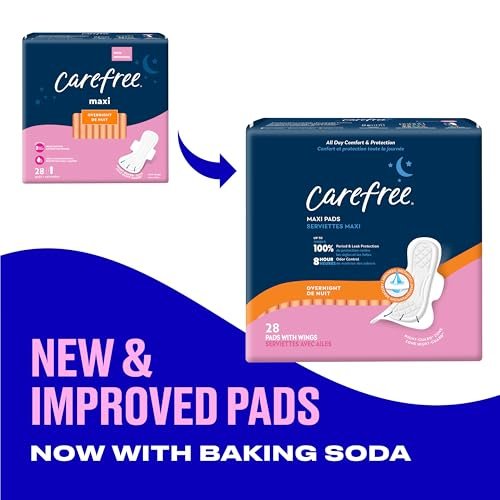 Carefree Maxi Binden für Frauen, Nachtbinden mit Flügeln, 28 Stück | Carefree Binden, Damenhygiene, Monatsbinden & Wochenbettbinden | 28 Stück (Packung mit 1)