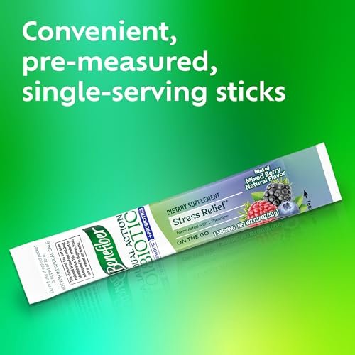 Benefiber Dual Action Biotic Plus Stress Relief – 18 Stickpacks, Ballaststoff-Präbiotikum mit Stressabbau