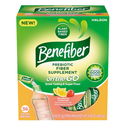 Benefiber GLP-1 Freundlicher Ballaststoffzusatz, Erdbeer-Zitronen-Geschmack, 36 Portionsbeutel zum Mitnehmen