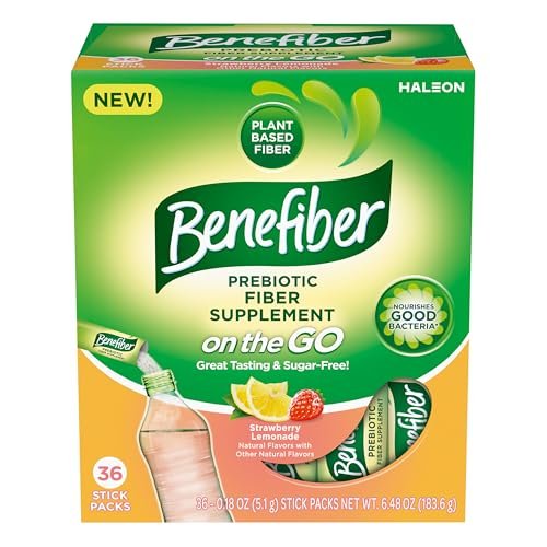 Benefiber GLP-1 Freundlicher Ballaststoffzusatz, Erdbeer-Zitronen-Geschmack, 36 Portionsbeutel zum Mitnehmen