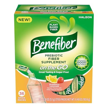 Benefiber GLP-1 Freundlicher Ballaststoffzusatz, Erdbeer-Zitronen-Geschmack, 36 Portionsbeutel zum Mitnehmen