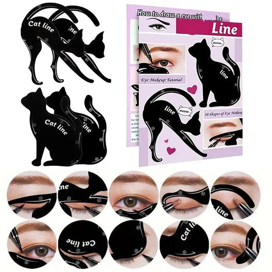 IDDFEVE 4-teilige Eyeliner-Schablonen für Cat-Eye-, Winged- und Smokey-Eyes-Looks – 10 verschiedene Effekte