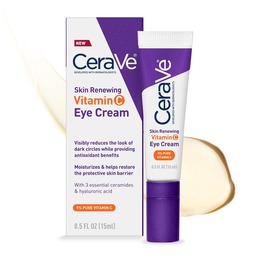 CeraVe Skin Renewing Vitamin C Augencreme – Vitamin C, Hyaluronsäure, Ceramide & Koffein gegen dunkle Augenringe und Schwellungen, Duftfrei & augenärztlich getestet, 15 ml