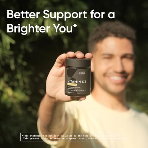 Sports Research® Vitamin D3 4000 IE mit Kokos-MCT-Öl – Doppelte Stärke Vitamin-D-Ergänzung – Glutenfrei, Nicht-GVO, Sojafrei – 360 Softgels