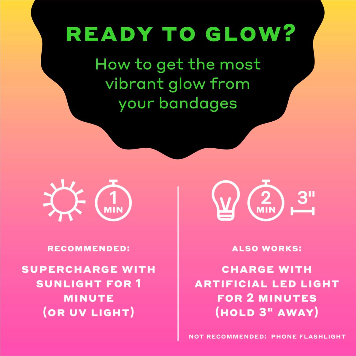 Welly Bandage Glow-in-the-Dark Nachfüllpackung | Selbstklebende flexible Stoffpflaster | Verschiedene Formen und Muster für kleine Schnitte, Schrammen und Wunden - 120 Stück