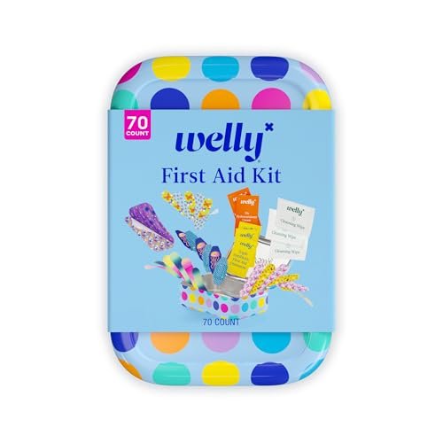Welly First Aid Kit – Bravery Badges mit flexiblem, wasserdichtem Stoff, Einzeldosen-Salben (dreifach antibiotisch, Reinigungstücher, Hydrocortison) – 70-teilig