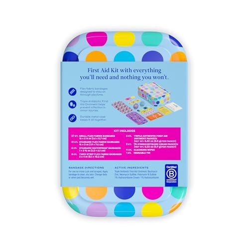 Welly First Aid Kit – Bravery Badges mit flexiblem, wasserdichtem Stoff, Einzeldosen-Salben (dreifach antibiotisch, Reinigungstücher, Hydrocortison) – 70-teilig