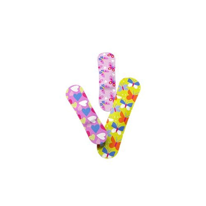 Welly Pflaster | Haftende flexible Stoff-Bravery-Badges | Verschiedene Formen für kleine Schnitte, Schrammen und Wunden | Bunte und lustige Erste-Hilfe-Dose | Schmetterlingsmuster - 48 Stück