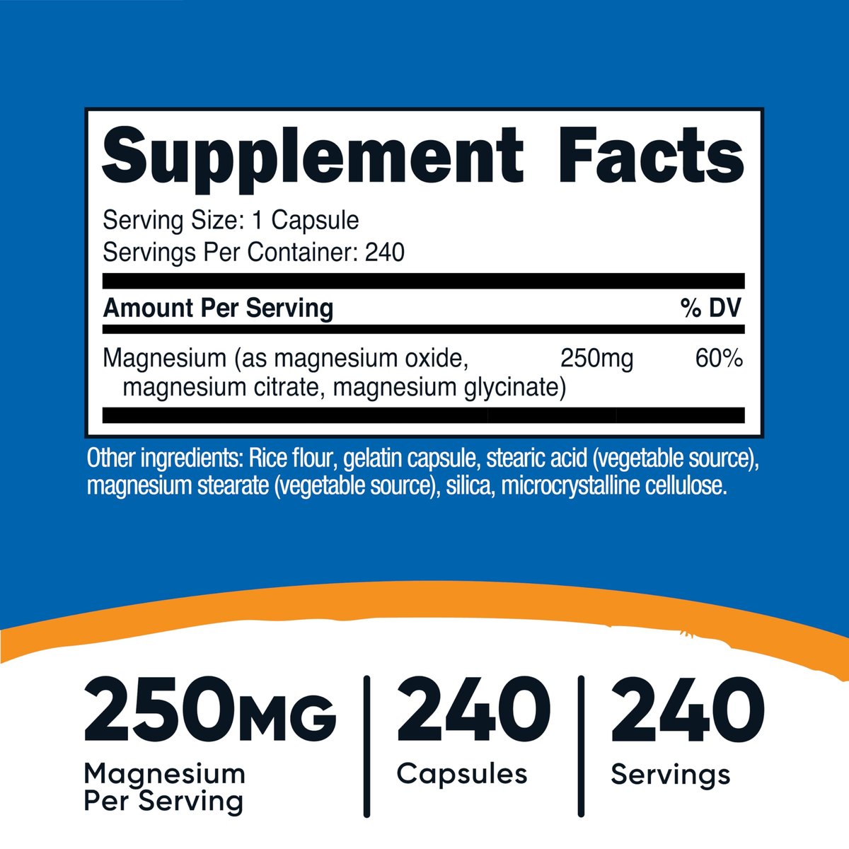 Nutricost Magnesium Complex 250mg, 240 Kapseln - Magnesiumoxid, -citrat und -glycinat - Glutenfrei und Nicht-GVO