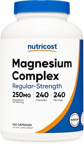 Nutricost Magnesium Complex 250mg, 240 Kapseln - Magnesiumoxid, -citrat und -glycinat - Glutenfrei und Nicht-GVO