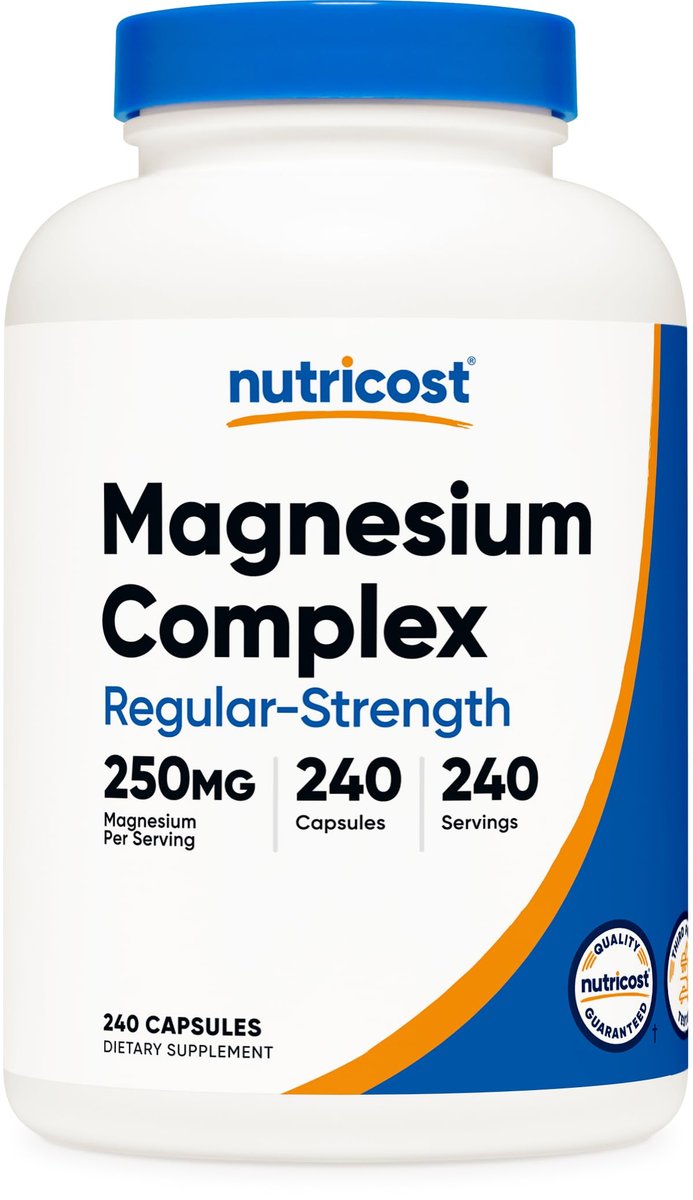 Nutricost Magnesium Complex 250mg, 240 Kapseln - Magnesiumoxid, -citrat und -glycinat - Glutenfrei und Nicht-GVO