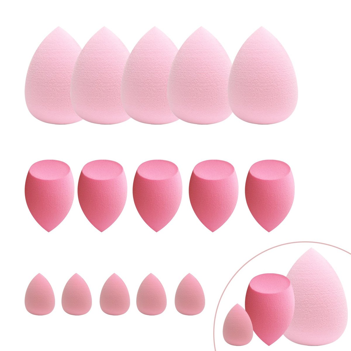 GFOUNS 15-teiliges Make-up-Schwamm-Set – Mehrfarbige rosa Make-up-Schwämme für flüssige, cremige und pudrige Foundation