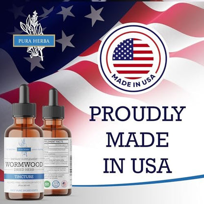 Wermut Bio-Tinktur – Kräuterergänzung für Verdauungsgesundheit und Darmunterstützung – Natürliche Reinigung – Alkoholfrei, Hergestellt in den USA, 60 ml