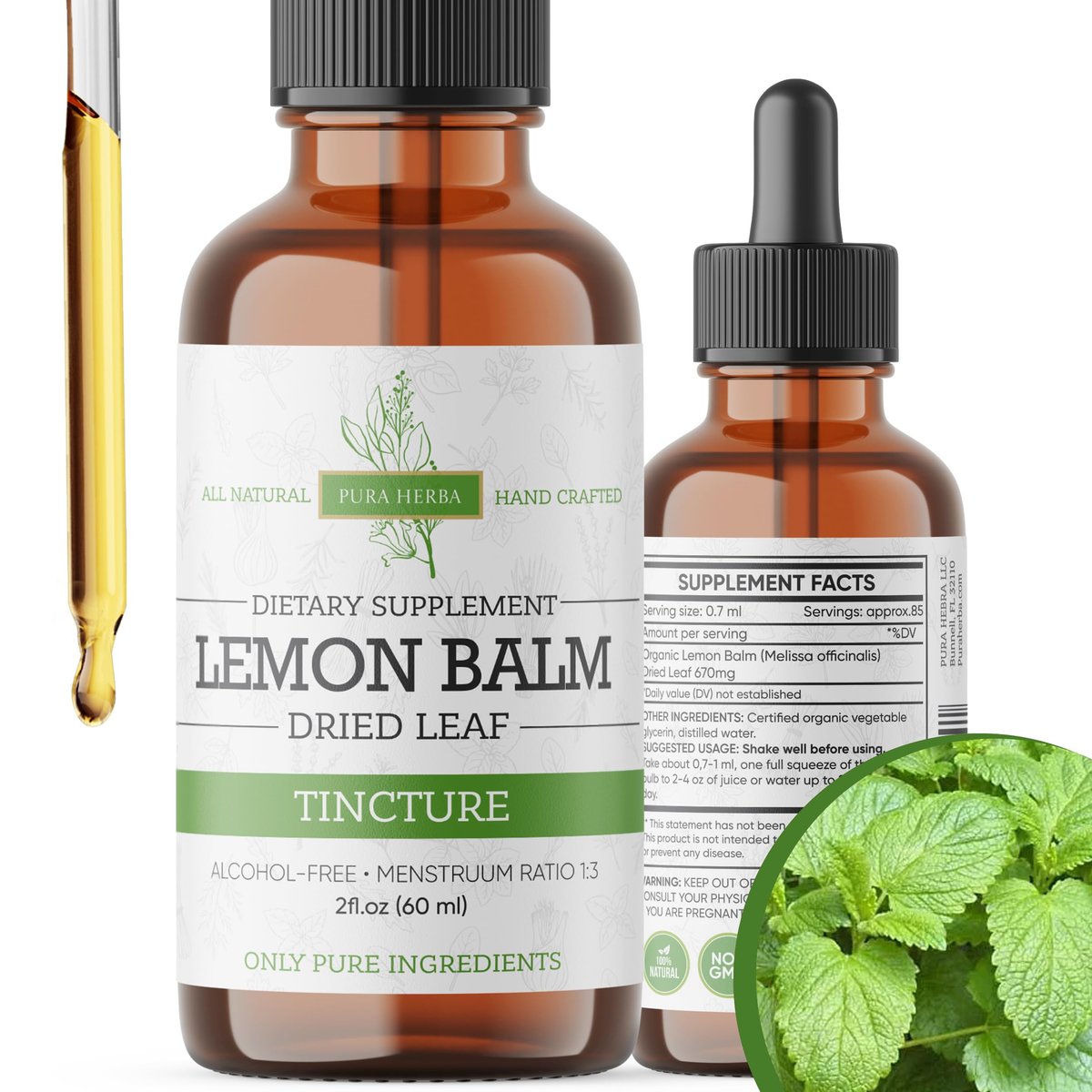 Melissentinktur – Alkoholfrei | Melissa Officinalis Flüssigextrakt | Natürliche Beruhigung & Schlafunterstützung | Pflanzlicher Stressabbau – 60 ml