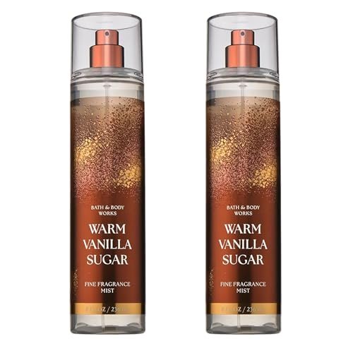 Bath & Body Works Warm Vanilla Sugar Fine Fragrance Mist 2er-Pack – Lang anhaltender Körperspray mit süßem Vanilleduft, 2 x 237 ml