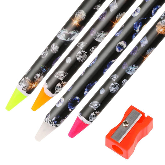 Hariendny 4-teiliges Rhinestone-Picker-Set mit Klebestift, Nagelpunkt-Stift, Dotting-Wachsstift, Edelstein-Aufnahmewerkzeug für Nagelkunst-DIY inkl. Bleistiftspitzer