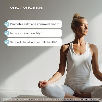 Vital Vitamins Magnesium Glycinat 500 mg – Hochdosiert & Optimal Bioverfügbar – Fördert Entspannung, Ruhe & Erholsamen Schlaf – Reines Magnesium für Männer & Frauen – 180 Kapseln, Vegan, Ohne Gentechnik