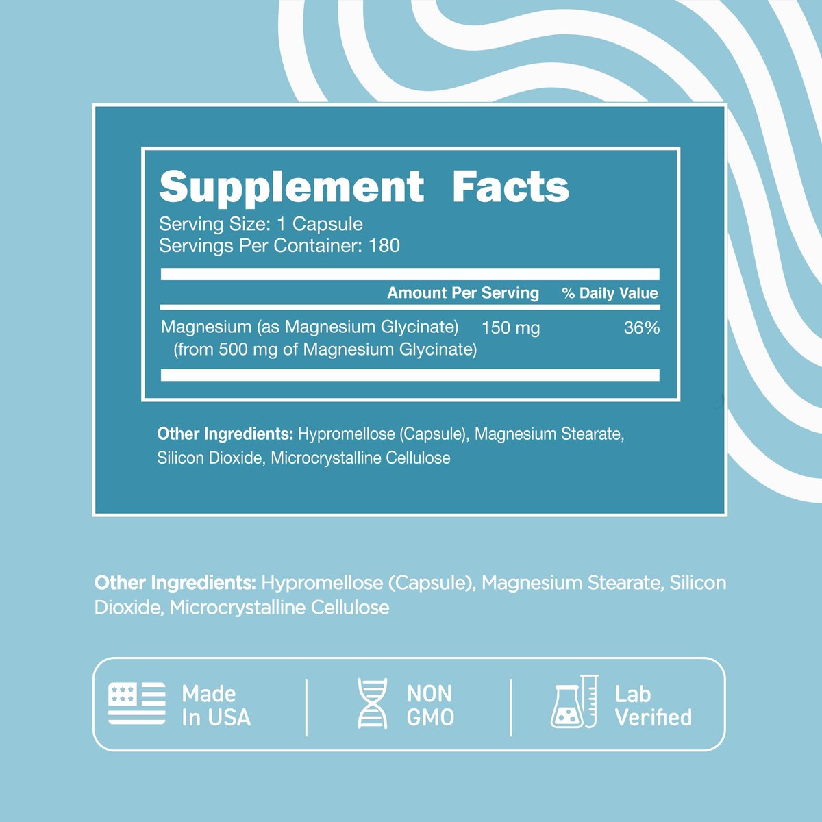 Vital Vitamins Magnesium Glycinat 500 mg – Hochdosiert & Optimal Bioverfügbar – Fördert Entspannung, Ruhe & Erholsamen Schlaf – Reines Magnesium für Männer & Frauen – 180 Kapseln, Vegan, Ohne Gentechnik