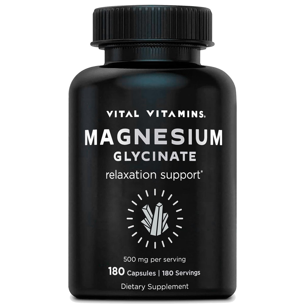 Vital Vitamins Magnesium Glycinat 500 mg – Hochdosiert & Optimal Bioverfügbar – Fördert Entspannung, Ruhe & Erholsamen Schlaf – Reines Magnesium für Männer & Frauen – 180 Kapseln, Vegan, Ohne Gentechnik