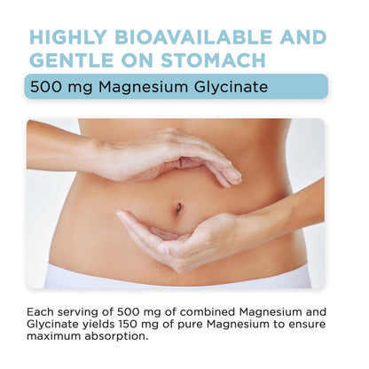Vital Vitamins Magnesium Glycinat 500 mg – Hochdosiert & Optimal Bioverfügbar – Fördert Entspannung, Ruhe & Erholsamen Schlaf – Reines Magnesium für Männer & Frauen – 180 Kapseln, Vegan, Ohne Gentechnik
