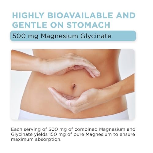 Vital Vitamins Magnesium Glycinat 500 mg – Hochdosiert & Optimal Bioverfügbar – Fördert Entspannung, Ruhe & Erholsamen Schlaf – Reines Magnesium für Männer & Frauen – 180 Kapseln, Vegan, Ohne Gentechnik