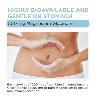 Vital Vitamins Magnesium Glycinat 500 mg – Hochdosiert & Optimal Bioverfügbar – Fördert Entspannung, Ruhe & Erholsamen Schlaf – Reines Magnesium für Männer & Frauen – 180 Kapseln, Vegan, Ohne Gentechnik