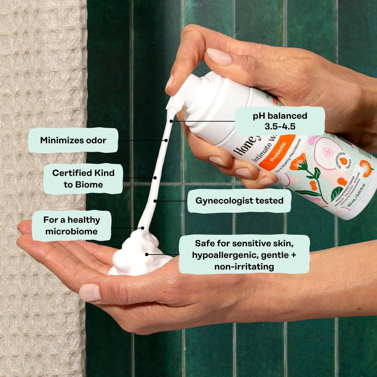 The Honey Pot Company - Präbiotische Intimwaschlotion - Kräuterinfusion - Für empfindliche Hauttypen - pH-ausgeglichene, pflanzliche Hygiene - 163 ml
