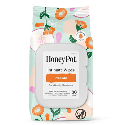 The Honey Pot Company – Präbiotische Damen-Feuchttücher – pH-ausgleichend, parfümfrei & sulfatfrei – 30 Stück