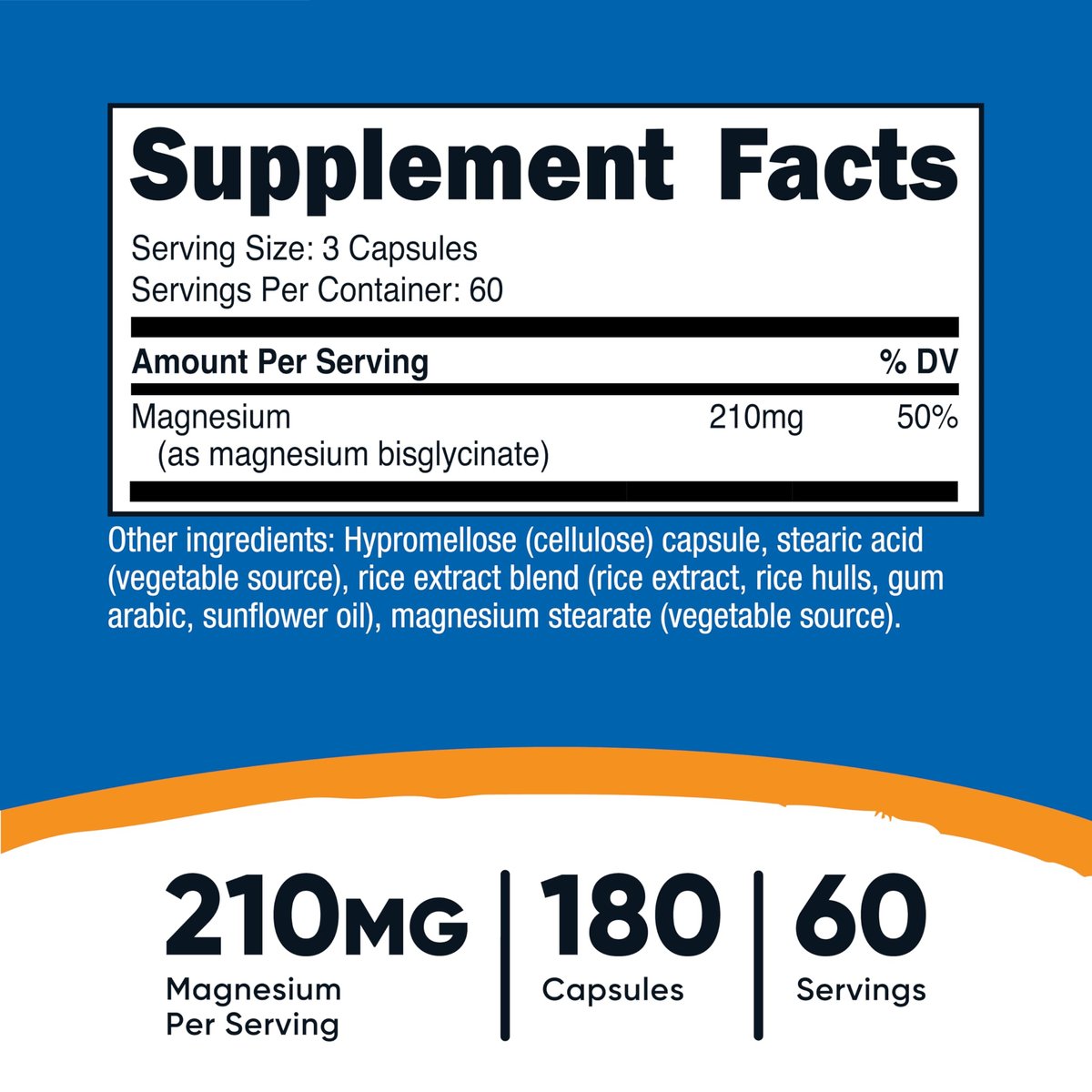 Nutricost Magnesium Glycinat Kapseln (180 Kapseln, 210 mg pro Portion) – Magnesiumglycinat für sanfte Aufnahme