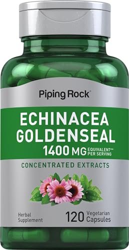 Piping Rock Echinacea Goldenseal Kapseln | 120 vegane Kapseln | Konzentrierter Extrakt | Non-GMO, glutenfrei