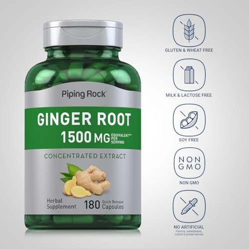 Piping Rock Ginger Root Extrakt Kapseln | 180 vegane Kapseln | Non-GMO & Glutenfrei