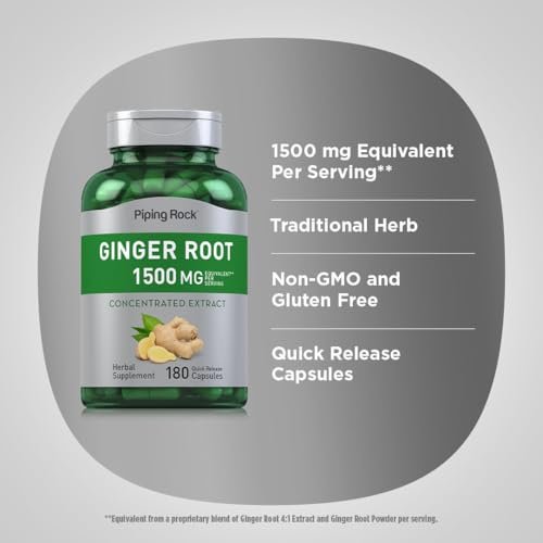 Piping Rock Ginger Root Extrakt Kapseln | 180 vegane Kapseln | Non-GMO & Glutenfrei