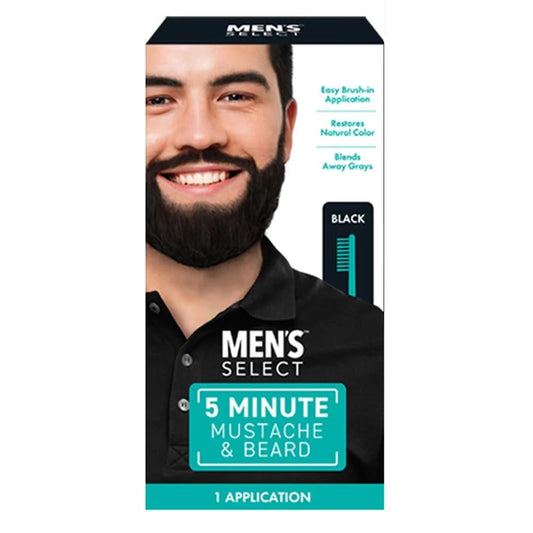 Men's Select 5-Minuten-Schnurrbart- und Bart-Schwarz-Bürsten-Haarfarbe für Männer mit Bürste