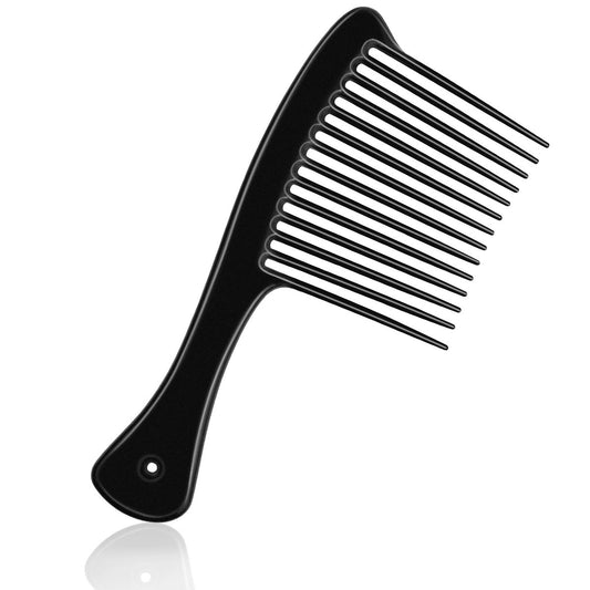 HDAJY Breitzahnkamm, Großer Verdickter Haarkamm, Duschkamm für Nasses Lockiges und Glattes Haar, Abgerundete Zähne, Keine Haarschäden, Schwarz
