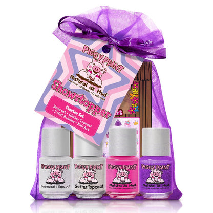 Piggy Paint 100% Ungiftiger Nagellack für Mädchen – Sicher, Tierversuchsfrei, Vegan & Duftend – Showstopper Starter Set (4er-Pack, 0,13 Fl Oz)