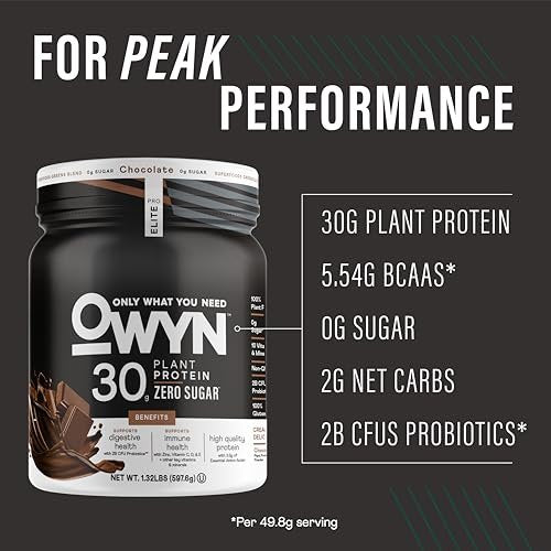 OWYN Pro Elite High Protein Pulver – 30g veganes Protein, Schokolade, 12 Portionen (1,32 Pfund)