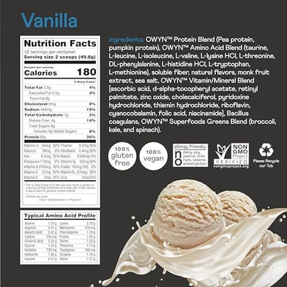 OWYN Only What You Need Pro Elite High Protein Powder – 30g veganes Protein, Vanille, 12 Portionen (1,32 Pfund)