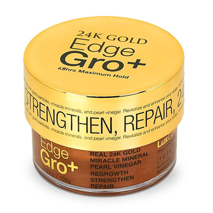 Lux Collection Edge Control Gel für 4C-Haar – Maximaler Halt 48 Stunden Edge Control für Haar, Edge Lux Edge Gro+ mit Rizinusöl & Biotin, 100 ml