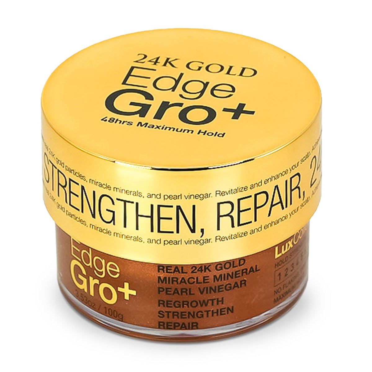 Lux Collection Edge Control Gel für 4C-Haar – Maximaler Halt 48 Stunden Edge Control für Haar, Edge Lux Edge Gro+ mit Rizinusöl & Biotin, 100 ml