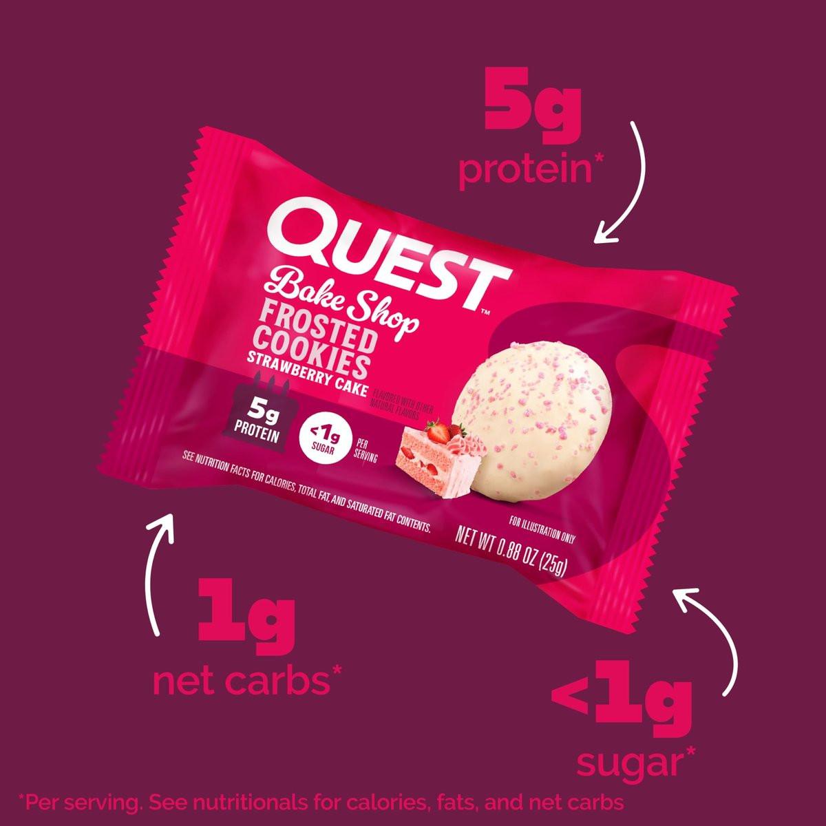 Quest Nutrition Frosted Protein Cookies, Erdbeerkuchen, <1g Zucker, 5g Protein, 1g Netto-Kohlenhydrate, Glutenfrei, 8 Kekse