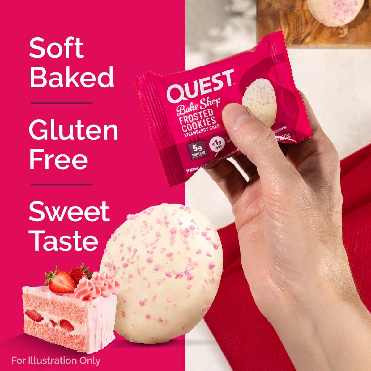 Quest Nutrition Frosted Protein Cookies, Erdbeerkuchen, <1g Zucker, 5g Protein, 1g Netto-Kohlenhydrate, Glutenfrei, 8 Kekse