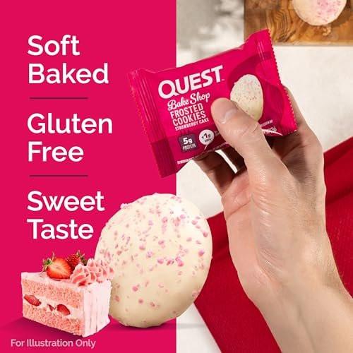 Quest Nutrition Frosted Protein Cookies, Erdbeerkuchen, <1g Zucker, 5g Protein, 1g Netto-Kohlenhydrate, Glutenfrei, 8 Kekse